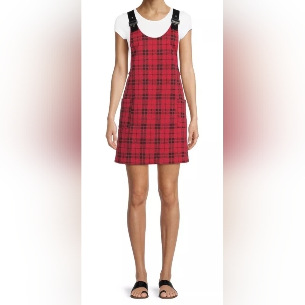 3X No Boundaries Jumper Dress Color Brilliant Red & Black w/Pockets EUC